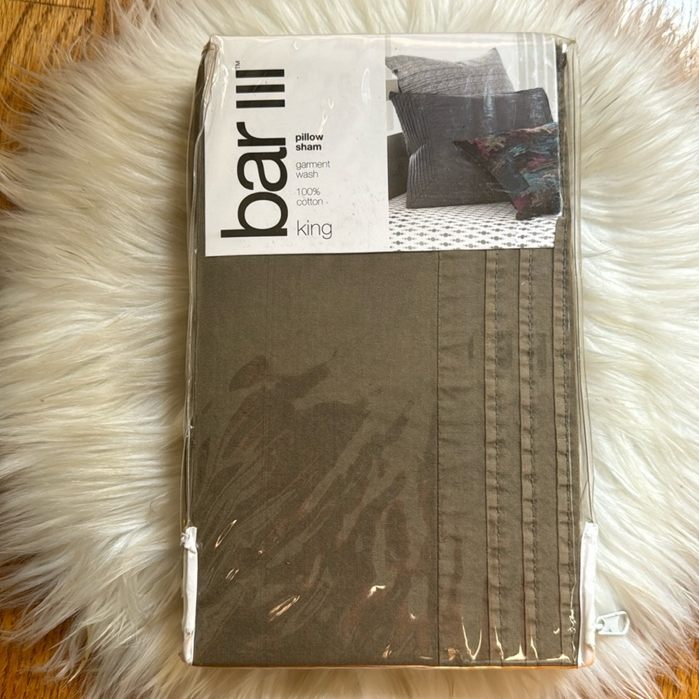 Bar lll Garment Wash King Pillow Sham Pleated